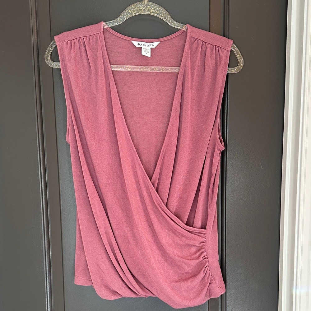 Athleta Breezy Wrap Tank‎ Size M Mauve